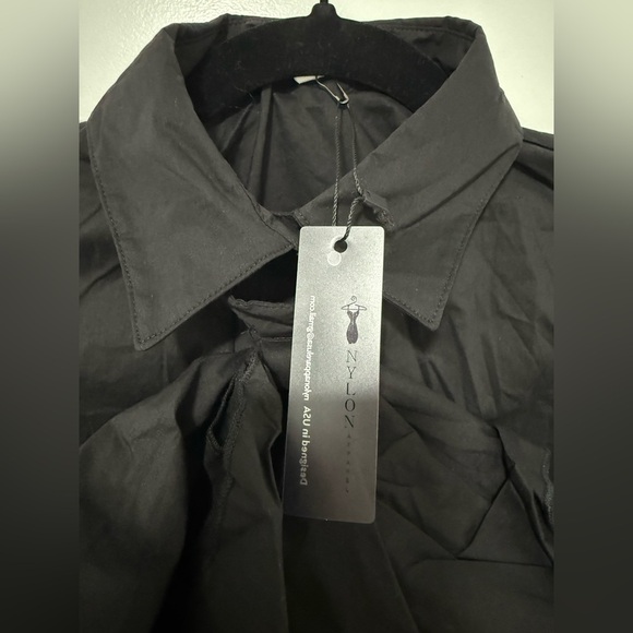 Elegant Black Ruffle Blouse Nylon Apparel Size S, NWT - Picture 3 of 8